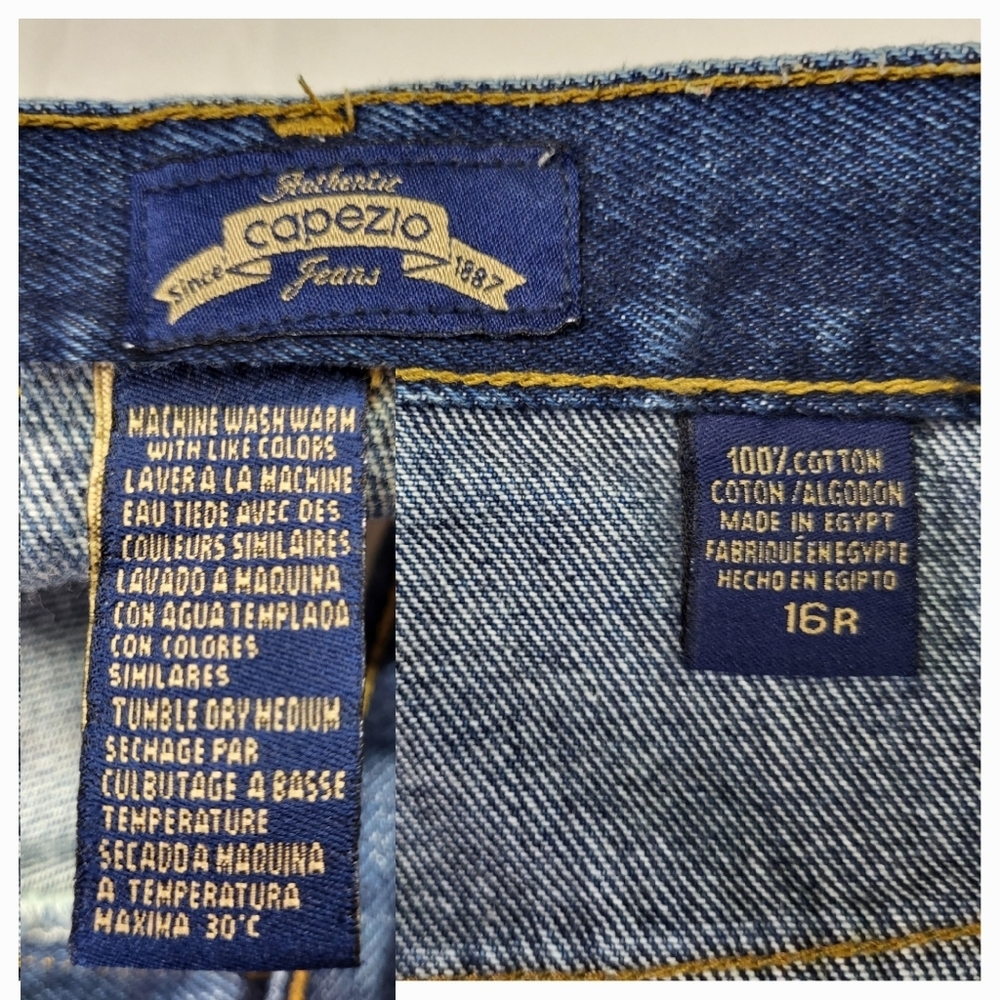 Plus Size Vintage CAPEZIO High Waisted Straight Leg Blue Jeans, Size 16 - Picture 4 of 4
